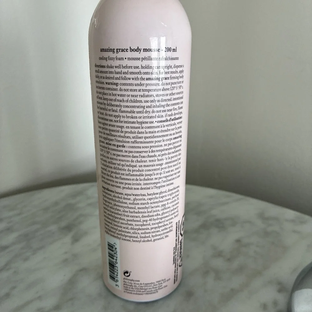 Philosophy Amazing Grace Cooling Body Mousse Moisturizer Fizzy Foam Pink